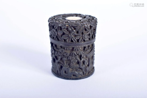 A SMALL 19TH CENTURY CHINESE CARVED TORTOISESHELL BOX