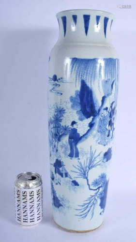 A LARGE CHINESE BLUE AND WHITE PORCELAIN ROLWAGEN VASE