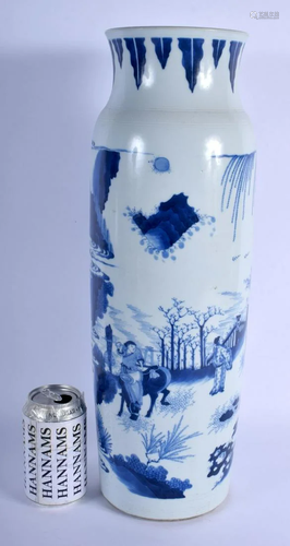 A LARGE CHINESE BLUE AND WHITE PORCELAIN ROLWAGEN VASE