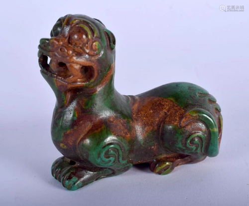 A CHINESE CARVED MALACHITE TURQUOISE SCROLL WE…