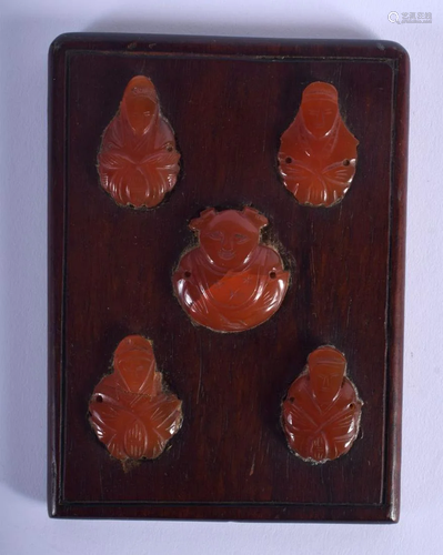 A 19TH CENTURY CHINESE HONGMU AND AGATE PANEL Late