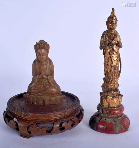 AN 18TH/19TH CENTURY CHINESE GILTWOOD BUDDHA toget…