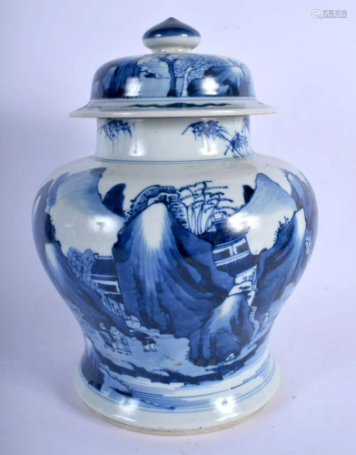 AN 18TH/19TH CENTURY CHINESE BLUE AND WHITE VASE AND