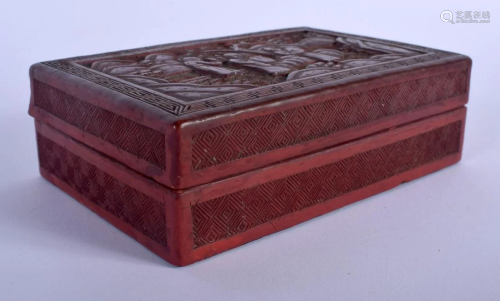 A 19TH CENTURY CHINESE CARVED CINNABAR LACQUER BOX …
