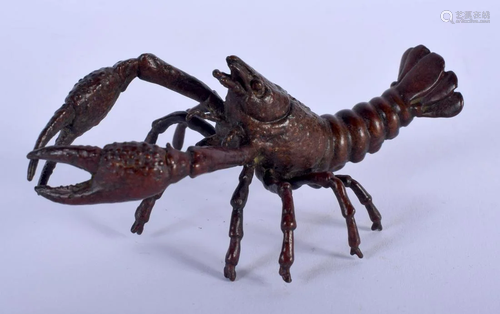 A JAPANESE BRONZE CRAYFISH OKIMONO. 9 cm x 5 cm.