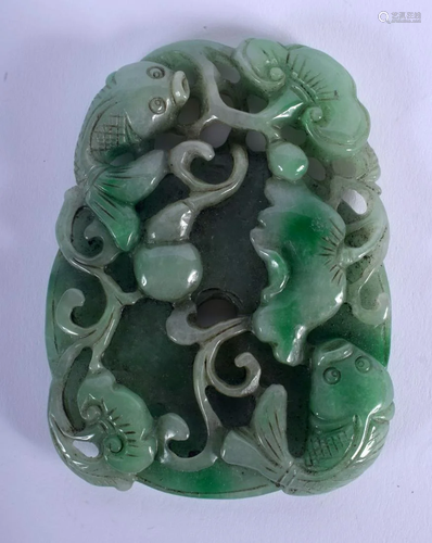 A CHINESE CARVED JADE PLAQUE 20th Century. 8.5 cm x 7.5