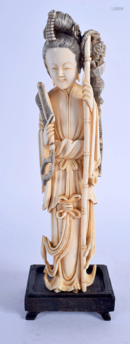 A LATE 19TH CENTURY CHINESE CARVED BONE FIGURE OF A