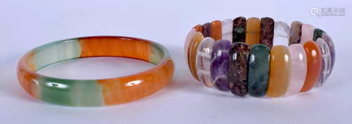 TWO CHINESE MULTI HARDSTONE BRACELETS 20th Centur…