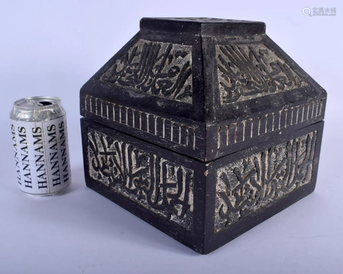 A MIDDLE EASTERN OTTOMAN CALLIGRAPHIC WOOD BOX AND