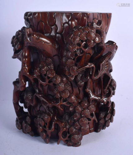AN EARLY 20TH CENTURY CHINESE CARVED HARDWOOD BRU…