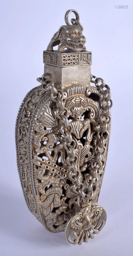 A CHINESE WHITE METAL SCENT BOTTLE 20th Century. 11 cm