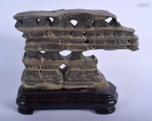 A RARE EARLY 20TH CENTURY CHINESE CARVED GREY ERODED