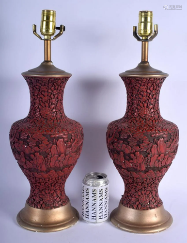 A LARGE PAIR OF 19TH CENTURY CHINESE CARVED CINNA…