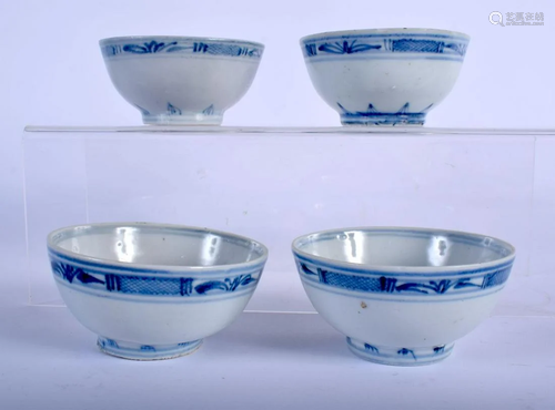 FOUR 18TH CENTURY CHINESE KOREAN BLUE AND WHITE BOWLS