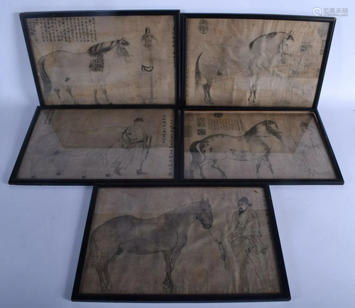 FIVE CHINESE SUNG STYLE PICTURES. Image 38 cm x 28 cm.