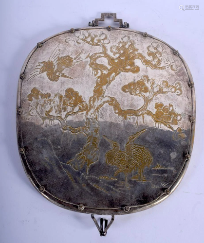 AN EARLY 20TH CENTURY CHINESE WHITE METAL MIRROR