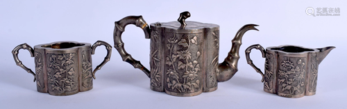 A LATE 19TH CENTURY CHINESE EXPORT SILVER TEASET