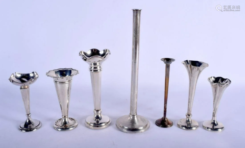 ASSORTED SILVER VASES London 1902 etc. 600 grams