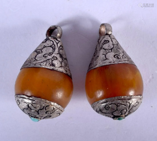 A PAIR OF EARLY 20TH CENTURY SILVER AND MABER EARRI…