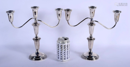 A PAIR OF STERLING SILVER CANDELABRA. 1700 grams