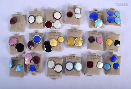 A COLLECTION OF VINTAGE SILVER AND ENAMEL EARRINGS.