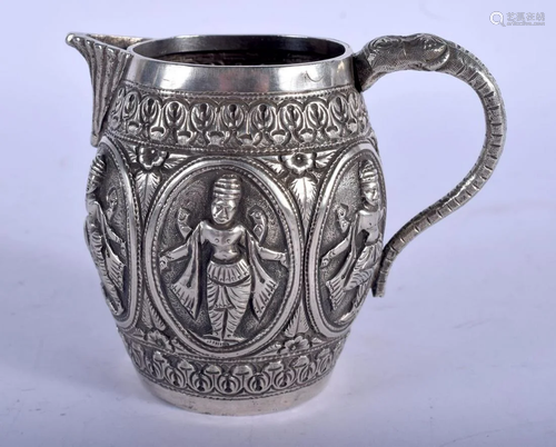 AN ANTIQUE INDIAN SILVER JUG. 139 grams. 10 cm x 8 cm.