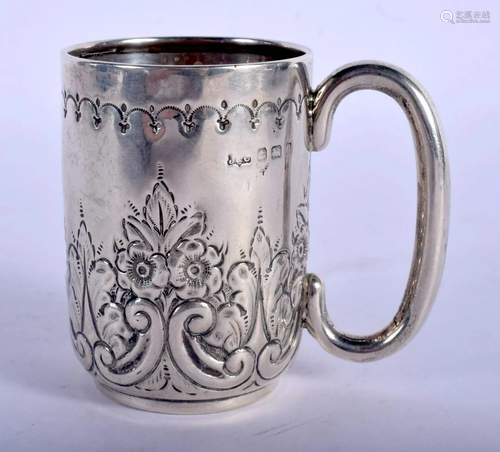 AN ANTIQUE SILVER CHRISTENING MUG. Birmingham. 65