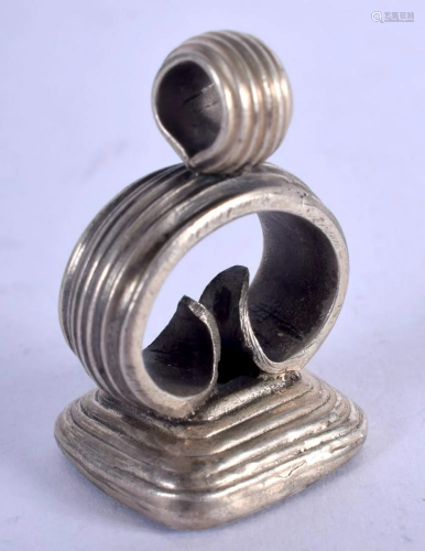 A SILVER AND STONE SEAL. 17 grams. 3.5 cm x 2.5 cm.
