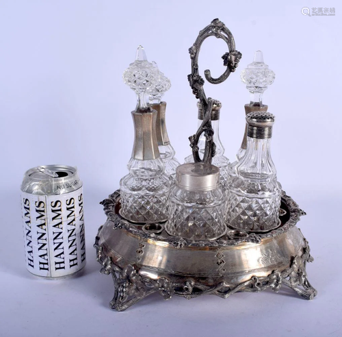 A LARGE ANTIQUE CONTINENTAL SILVER CRUET SET. 28…