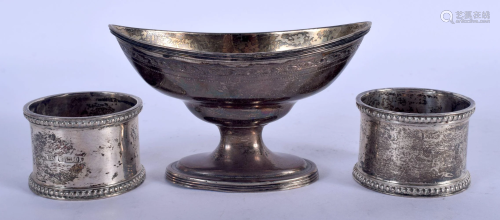 A GEORGE III SILVER SALT together with two silver