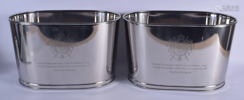 A LARGE PAIR OF CONTEMPORARY SILVER PLATED WINE