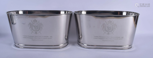 A LARGE PAIR OF CONTEMPORARY SILVER PLATED WINE