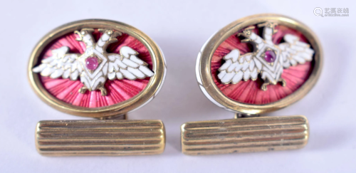 A PAIR OF CONTINENTAL ENAMELLED JEWELLED CUFFLINKS. 21