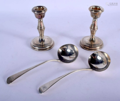 A MATCHED PAIR OF 18TH/19TH CENTURY SILVER LADLES