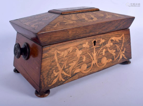 A MID 19TH CENTURY ROSEWOOD MARQUETRY INLAID T…