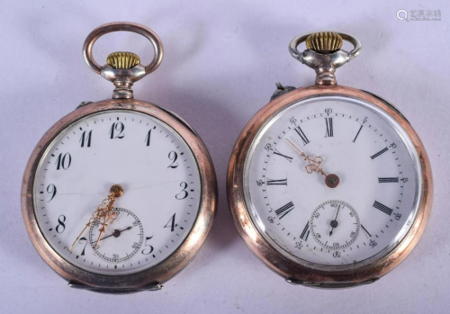 TWO SILVER POCKET WATCHES. 164 grams. 7 cm wide. (2)