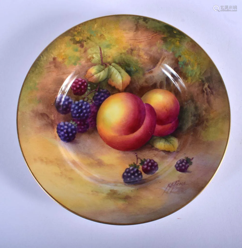 Royal Worcester side plate painted with fruit by H.