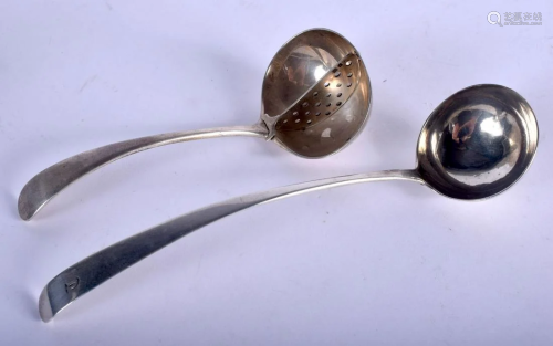 TWO ANTIQUE SILVER SPOONS. London 1914 & another. 65