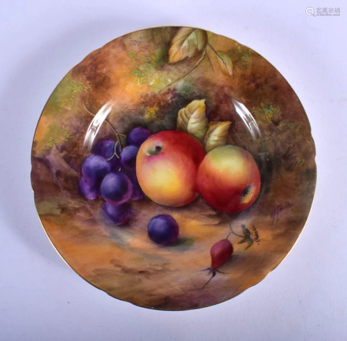 Royal Worcester shaped side plate painted with fruit by