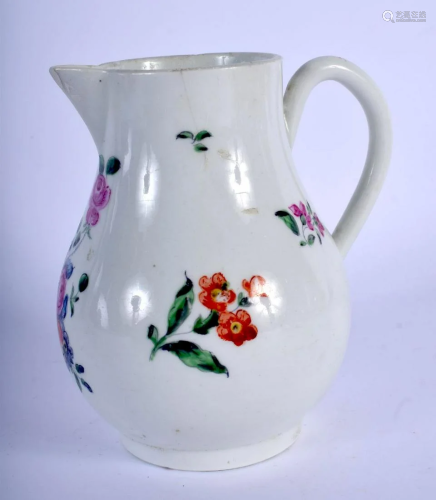 18th c. Worcester sparrowbeak jug painted with flowers