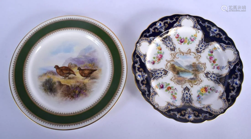 Royal Worcester plate painted red grouse under a green