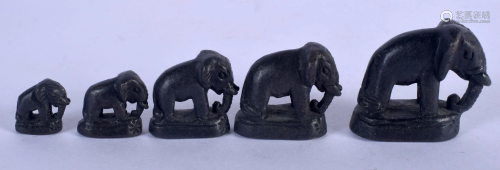 FOUR INDIAN BRONZE ELEPHANTS. (4)