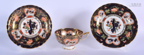 Royal Crown Derby pedestal teacup, saucer and side