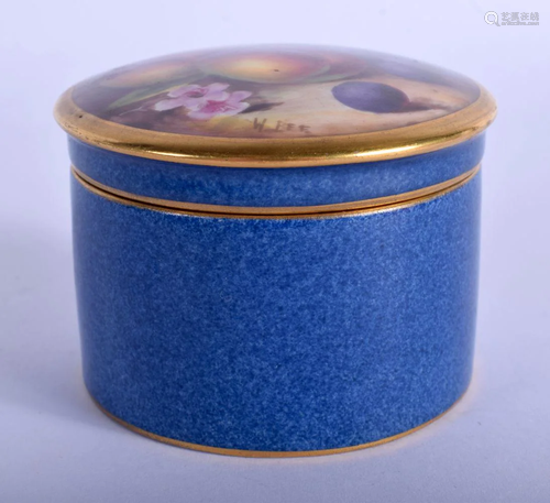 Royal Worcester powder box and cover painted with fruit