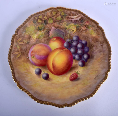 Royal Worcester plate with gadroon border painted with