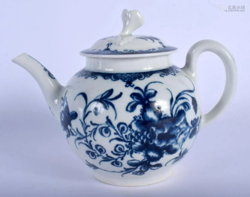 18th c. Worcester teapot and cover painted with the