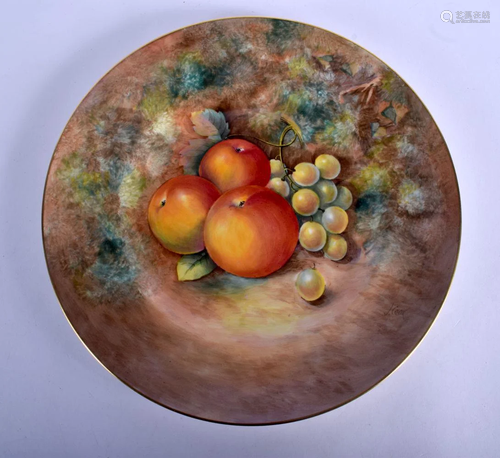 Royal Worcester plate painted with apples and grapes