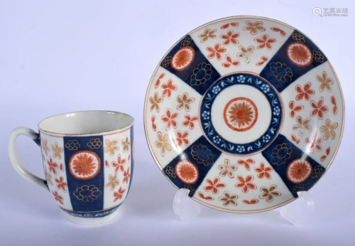 18th c. Worcester coffee cup and saucer painted with