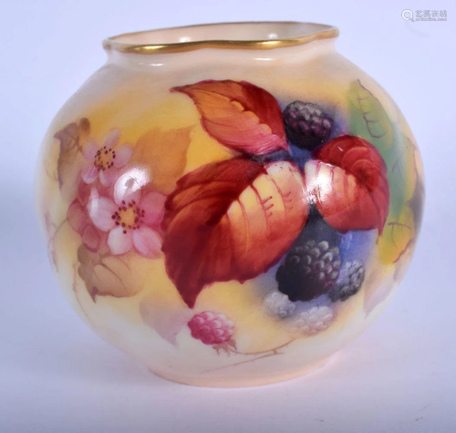 Royal Worcester spherical vase with spiral moulding