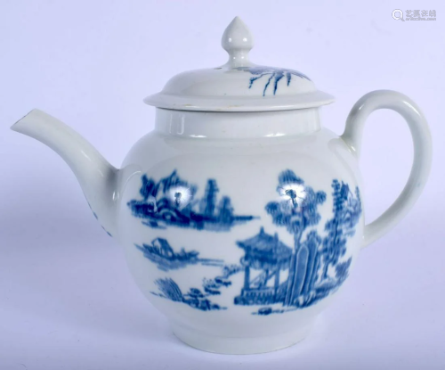 18th c. Worcester teapot and cover printed with the Man